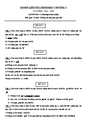 Bộ đề kiểm tra Hình học chương 3 năm học 2014 2015 môn Toán 11 (chương trình cơ bản)